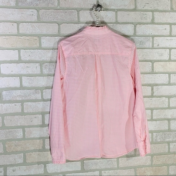 Vineyard Vines Pink Gingham Ruffle Front Long Sleeve Button Down Shirt Size 8 - Picture 4 of 8